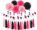 Hot-Pink Black Party-Decorations Paper Flower Streamers by OURUOLA