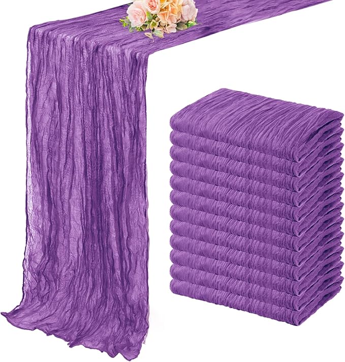 12 Pack Purple Cheesecloth Table Runner 10FT Boho Fabric Rustic Cheese Cloth by FoliafeelHome