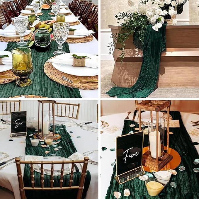 10 Pack Blackish Green Cheesecloth Table Runner -21*120Inch Long Boho Wedding - Image 6