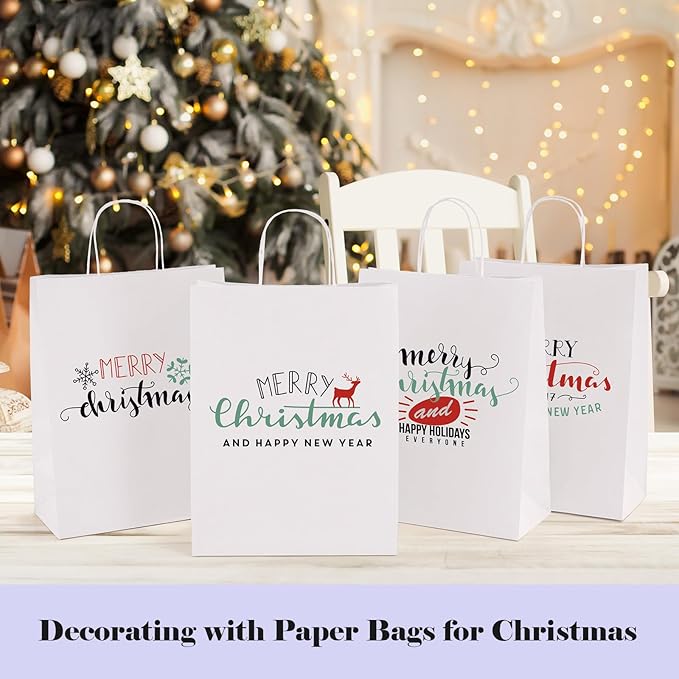 GSSUSA White Kraft Paper Gift Bag - Image 8