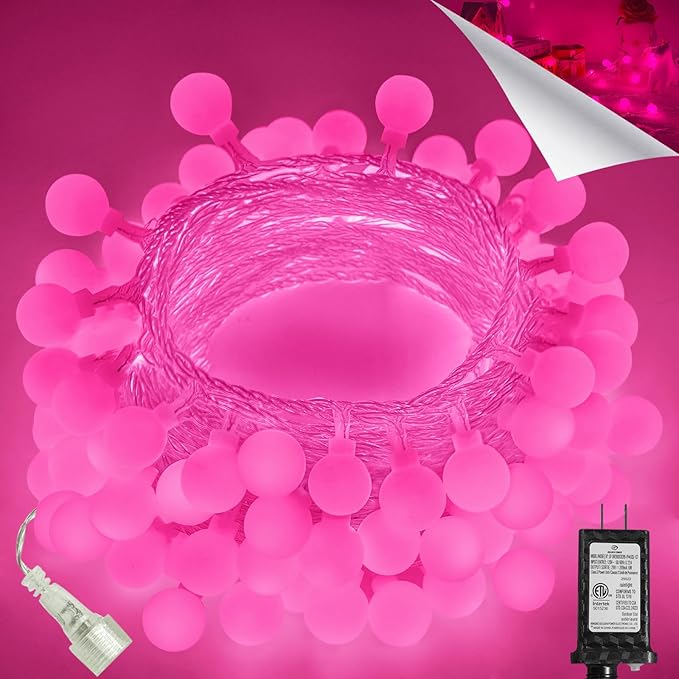 100LED Pink String Lights Outdoor Indoor by LORRYTE
