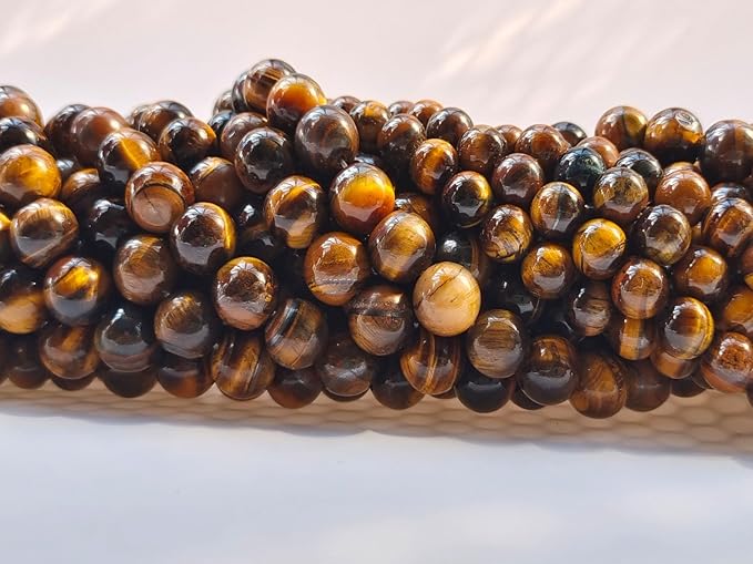 Stone Beads 8mm 100pcs Yellow Tiger Eye Beads Round Loose Gemstones Beads - Image 3