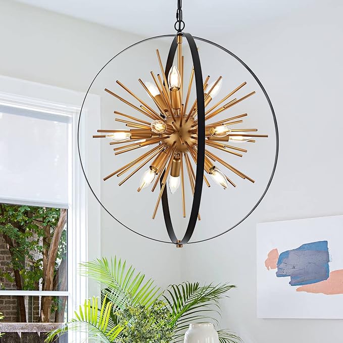 23.2'' Black Gold 12-Light Globe Sputnik Chandelier Modern Industrial by TACDANDM