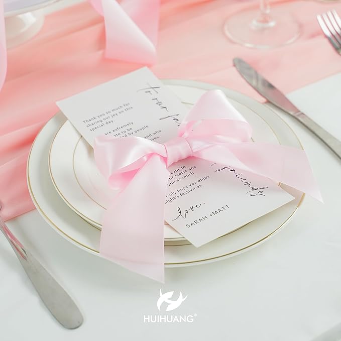 HUIHUANG Baby Pink Ribbon Satin 1-1/2" Wide Double Face Polyester Satin Ribbons - Image 5