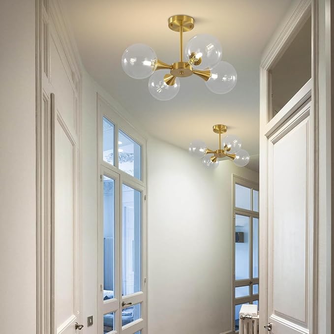 KCO Lighting 4-Lights Modern Globe Semi Flush Mount Ceiling Light Mid Century - Image 5