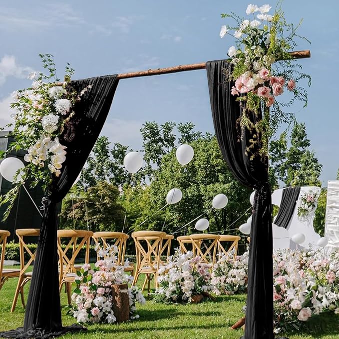 Black Wedding Arch Draping Fabric 29" x 20 FT Black Drapes by DeZerlor