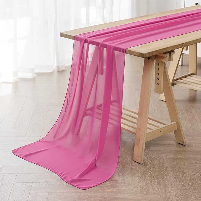 12Pack 9ft Chiffon Table Runner 14x108 Inch Sheer Romantic Table Runner by flohar