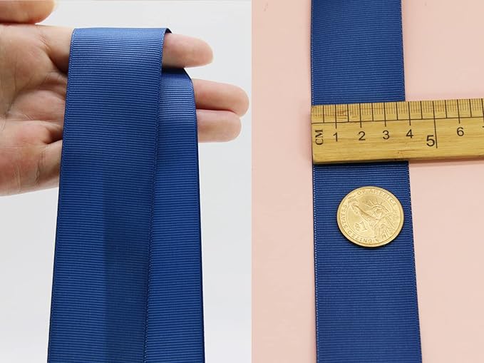 One Roll 50 Yards Soild Navy Blue Grosgrain Ribbon 1 1/2 inch Flower Bouquets - Image 6