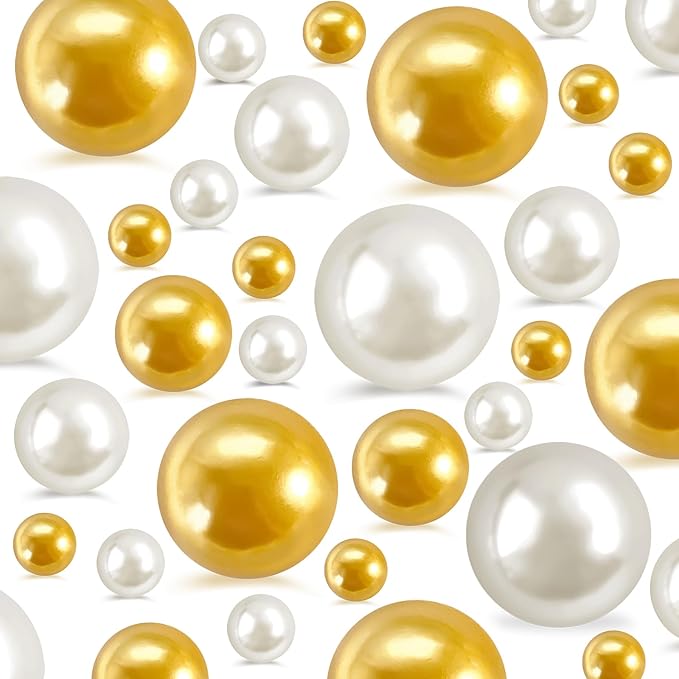 260Pcs Gold andCream Glossy Beads by EGKamhFloatingBeadsPearls