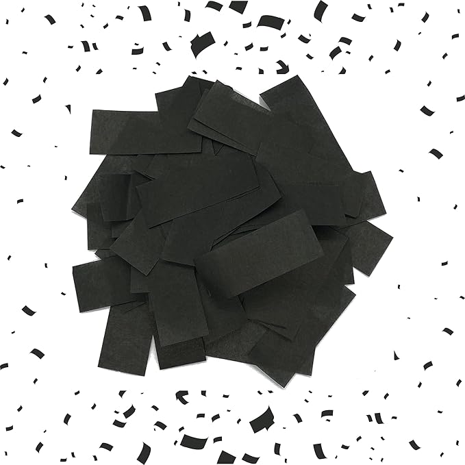Rectangular Black Biodegradable Confetti – Fluttering Tissue Paper Confetti by UltimateConfetti