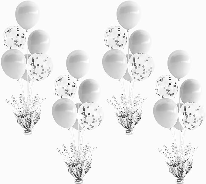 4 Set Silver Balloon Centerpieces by Gogoparti