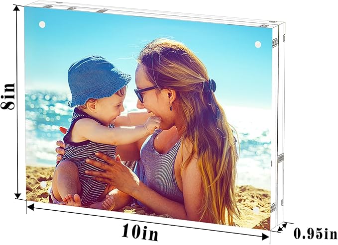HELPLEX 5 Pack 8x10 Acrylic Picture Frames, 20mm Thicker Frameless Clear Frame - Image 2
