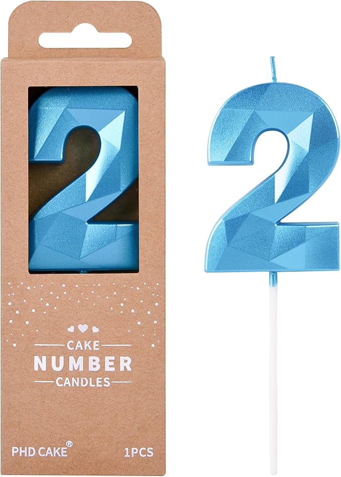 PHD Crystal Blue 2.76 Inch 2 Number Birthday Candles by PHDCAKE