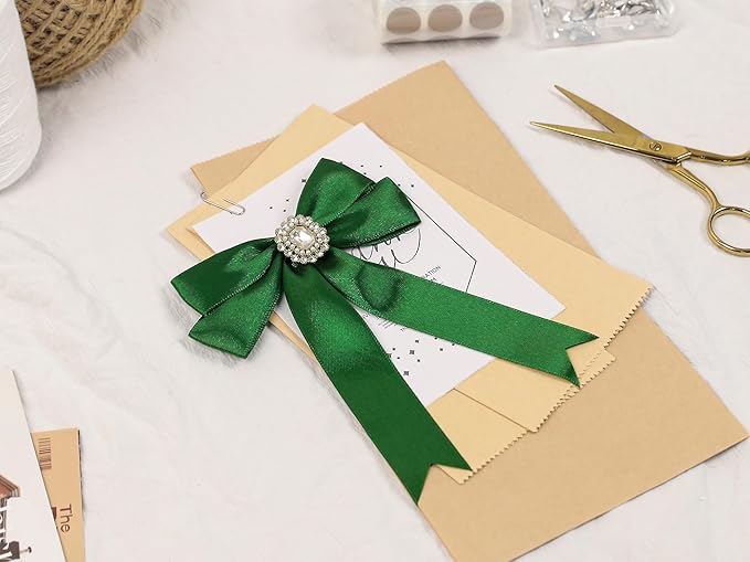 Green Satin Ribbon 1 inch X Continuous 100 Yards, Single Face Polyester Ribbon - Image 7