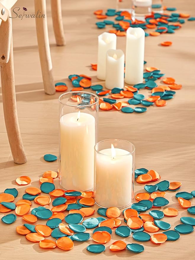 Serwalin 300Pcs Silk Rose Petals Fake Flower Petals Green Orange Artificial - Image 7