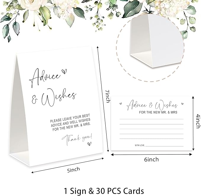 Advice and Wishes for The Mr and Mrs, Advice Cards for Bride and Groom 30 Pcs - Image 2