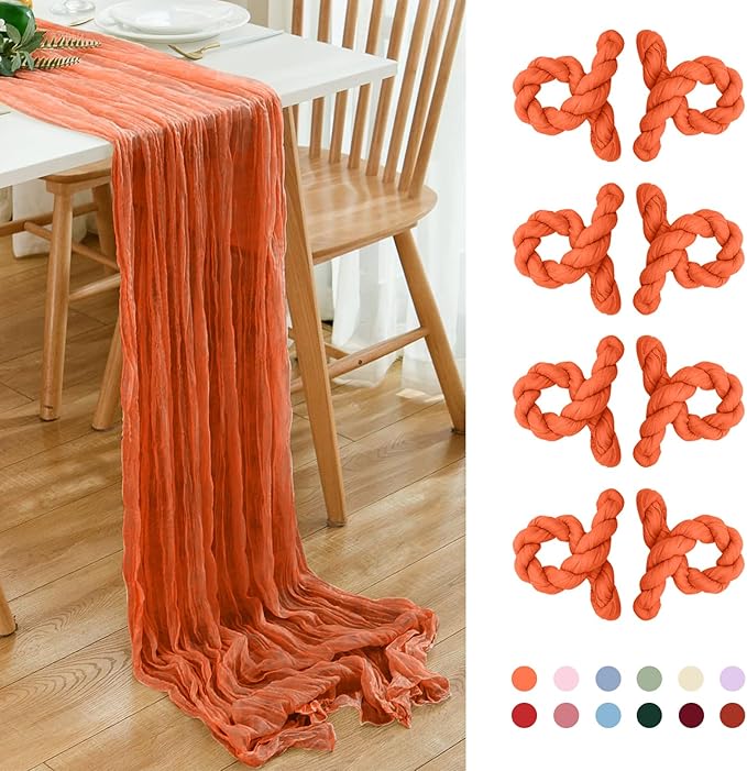 8 Pack 10Ft Orange Cheesecloth Table Runner 35x120 inch Boho Gauze Cheese by Dspoot