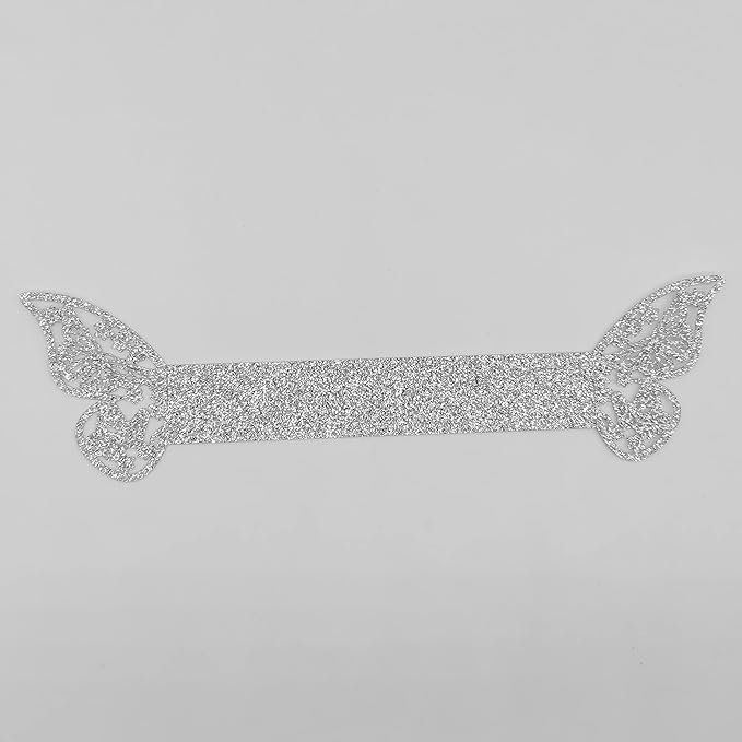 Butterfly Bright Silver Paper Napkin Rings Set of 100 pcs，3D Laser Cutout Paper - Image 7