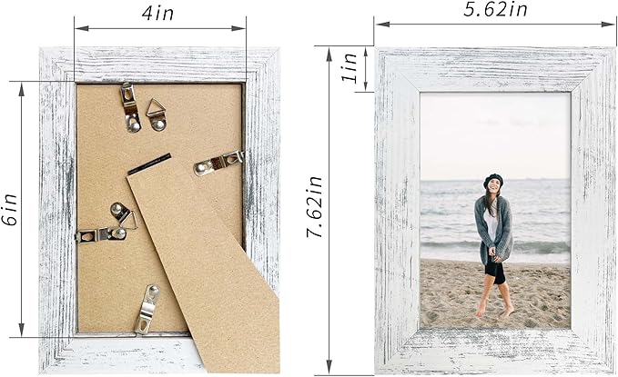 4x6 Picture Frame Set of 4, High Definition Glass Distressed White Frame - Image 5