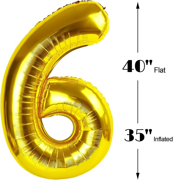 40 Inch Gold Mylar Foil Number 16 Birthday Balloon, Digital Balloons - Image 3