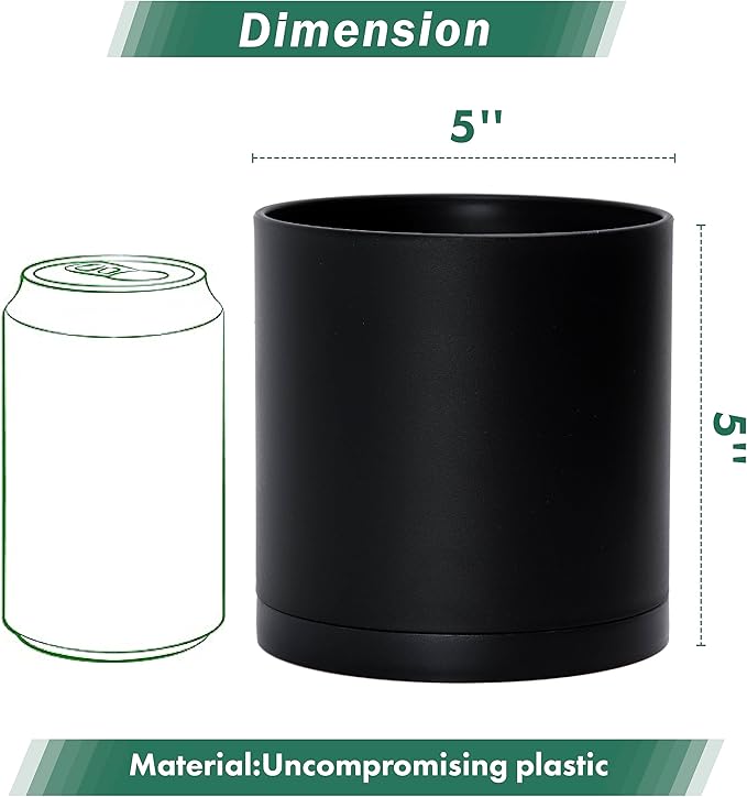 D'vine Dev 2 Pack 5 Inch Modern Plastic Plant Pots, Small Garden Planters - Image 2