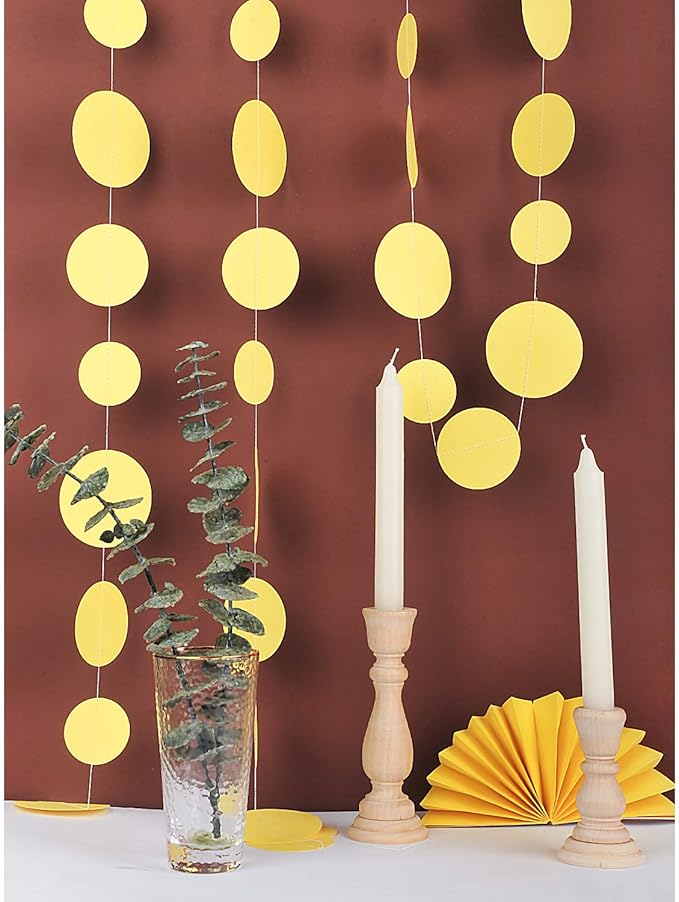 Yellow Paper Garland Circle Dot Party Banner Streamer Backdrop Hanging - Image 5