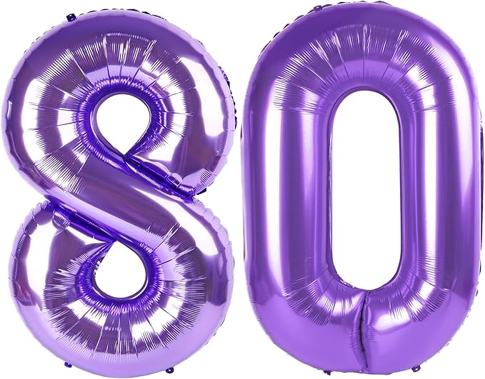 Purple 80 Number Balloon by Upgesy