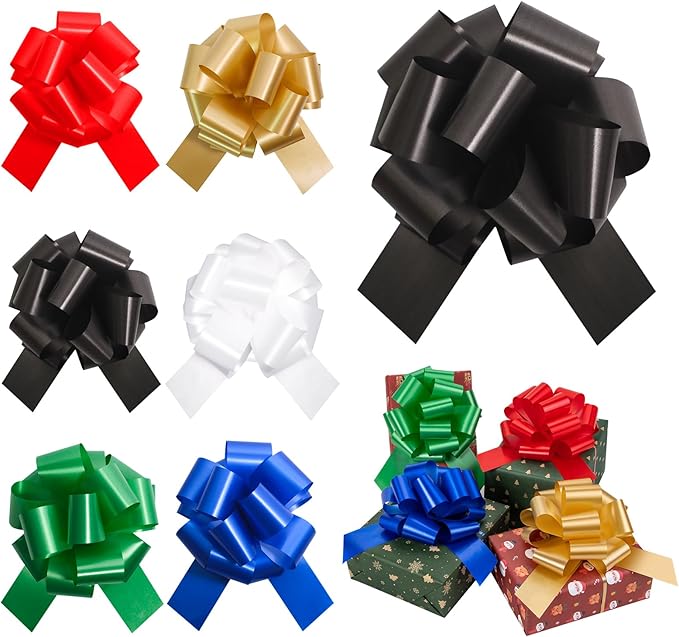 6 Pcs 6 Inch Black Pull Bows, Gift Wrapping Baskets Wedding Christmas Party by Unknown