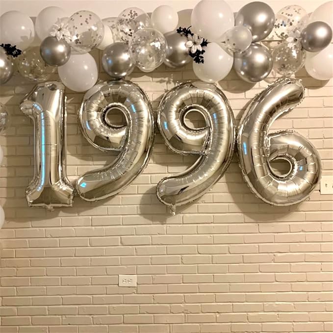 40" Silver Number 6 Balloon for Girls Boys, Large Self Inflating Helium Foil - Image 6