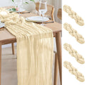 Asee'm 4pcs Cheesecloth Table Runner 120 Inches Long Beige Boho Gauze Cheese by Aseem