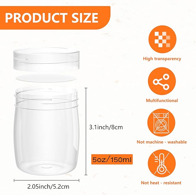 Mini Pudding Jars 82Pack, 5oz/150ml Plastic Favor Jar - Image 3