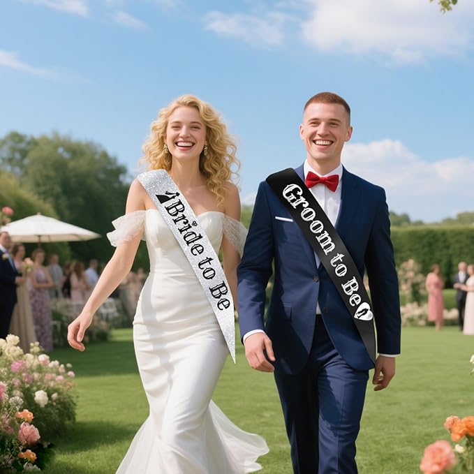 Black Groom to Be Sash Silver Foil& Silver Bride to Be - Image 5
