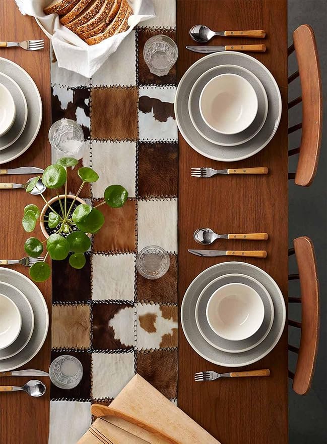 Abstract Cowhides Cotton Linen Table Runner - Image 5