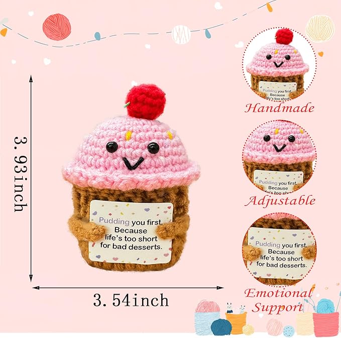 Emotional Support Crochet Pudding, Sweet Gifts - Image 2