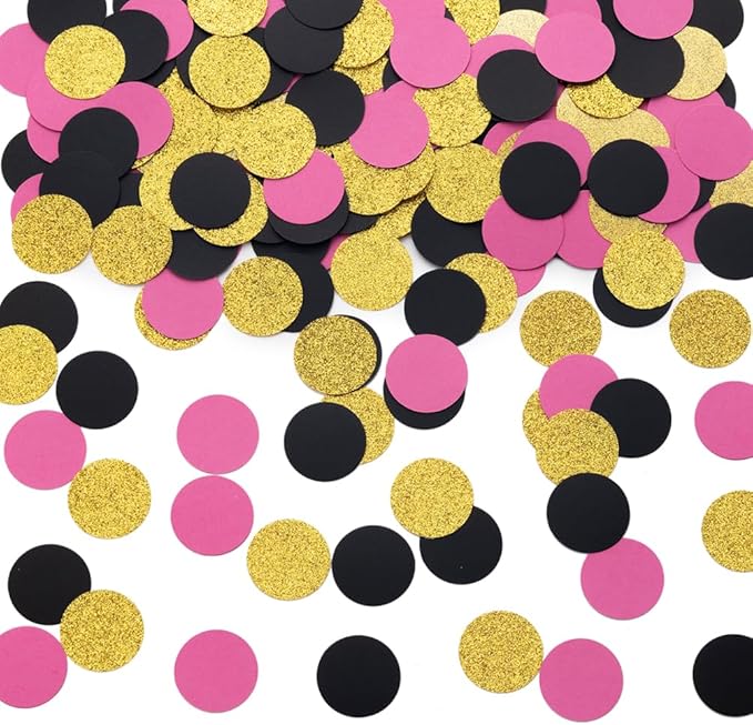Gold Black and Hot Pink Confetti Table Decoration by MOWO