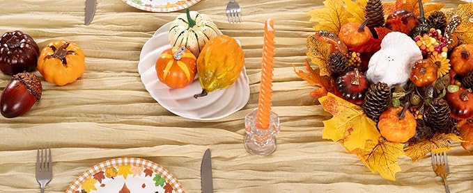 Champagne Gold Cheesecloth Table Runner Fall Table Runner Boho Gauze 120 Inches - Image 5