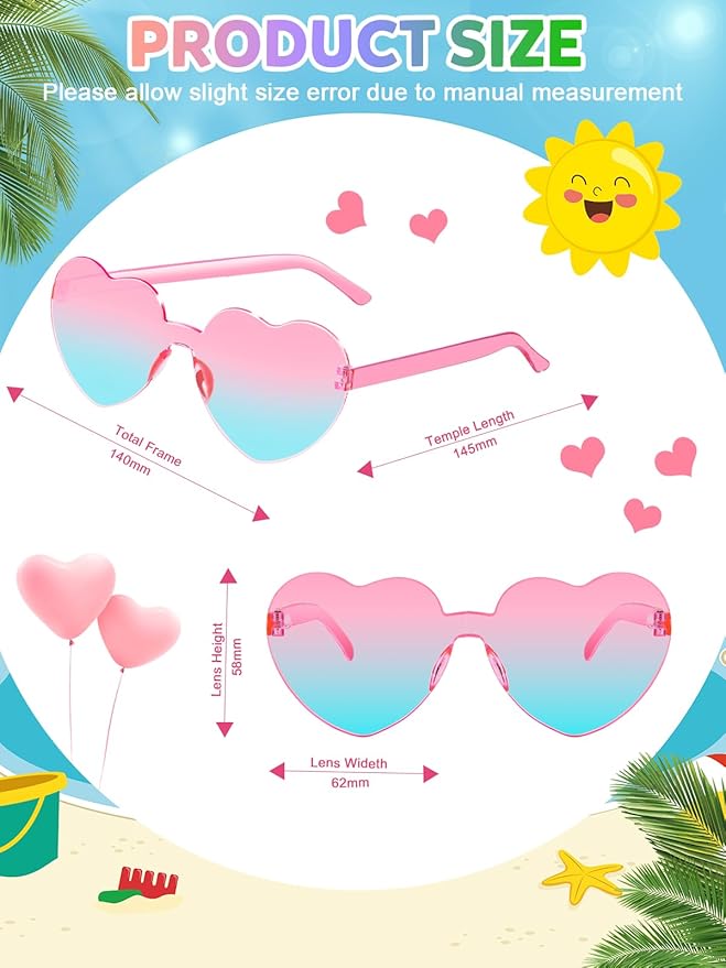 12 Pairs Heart Shaped Sunglasses - Image 2