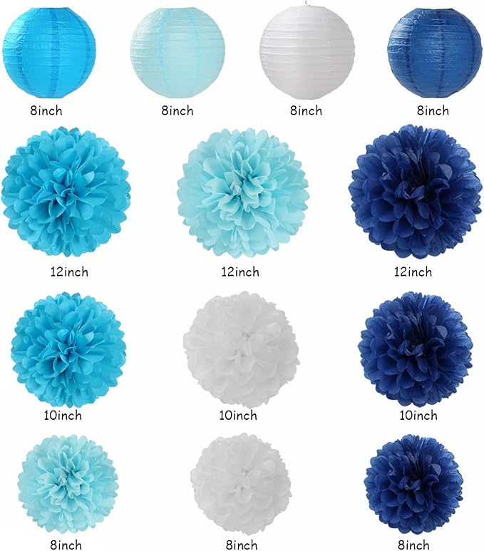Light-Royal Navy-Blue White Party-Decorations - Image 3