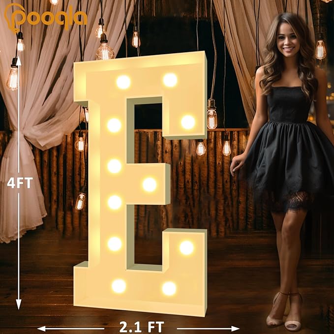 Pooqla 4 FT Marquee Light Up Letters, Cool White and Warm White Marquee Letter - Image 5