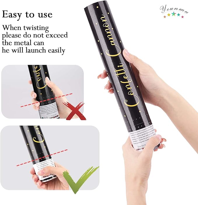 5 Pack Confetti Cannon Biodegradable, 12 Inch Confetti Poppers Graduation - Image 3