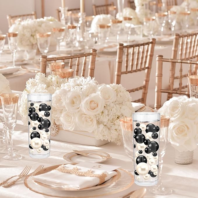 100PCS Black White Faux Pearls Beads - Image 3