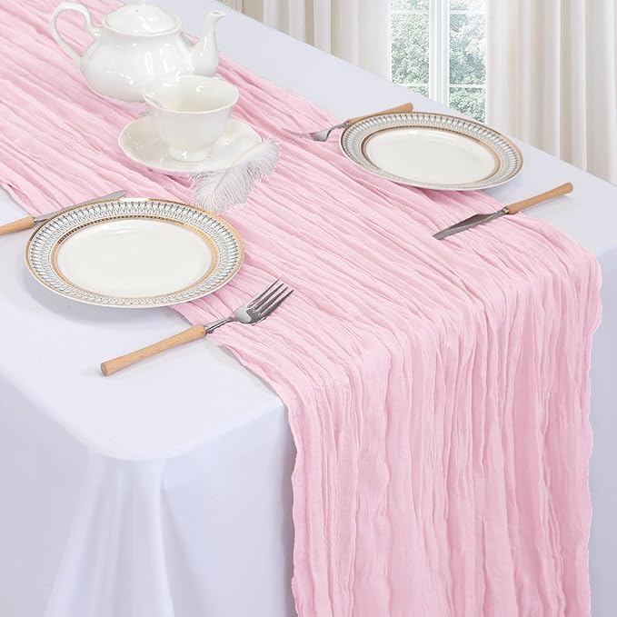 12 Pack Pink Cheesecloth Table Runner 10ft Boho Gauze Fabric Cheese Cloth Table - Image 3
