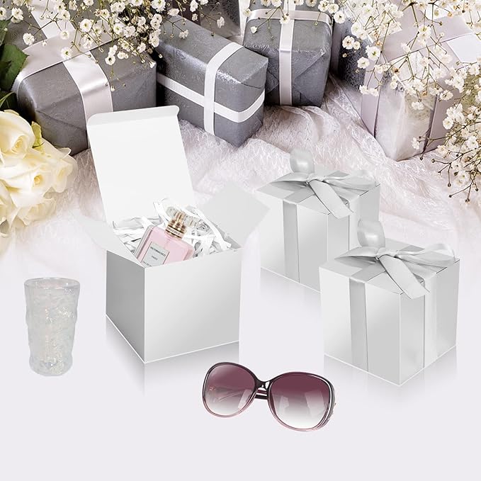 Silver Gift Boxes 5x5x5, 30 Pack Paper Gift Boxes - Image 3