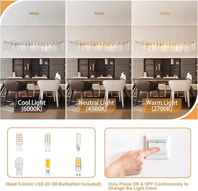 YUYI Modern Crystal Chandelier, Large Tree Branch Chandelier Luxury Ceiling - Image 5