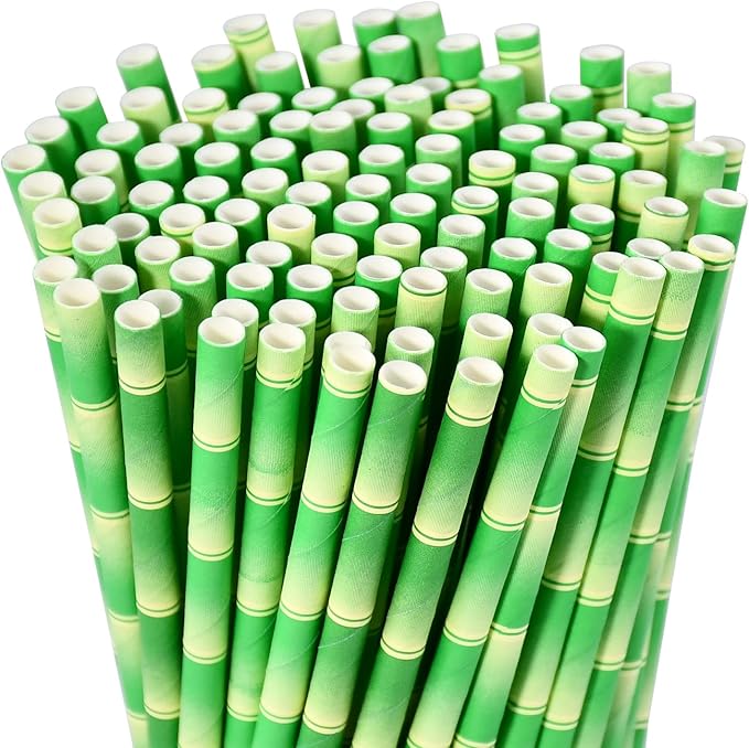 Paper Straws for Drinking Green Bamboo, 7.75" x 0.24" - Image 7