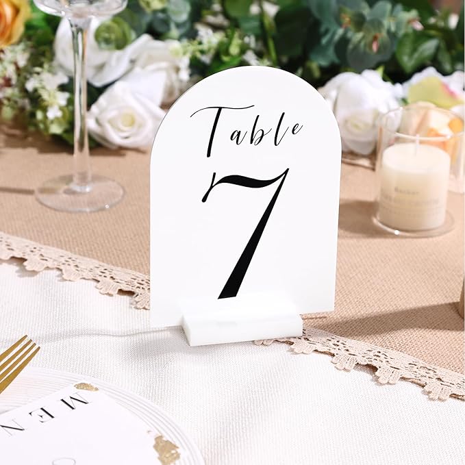 UNIQOOO 20 Pcs Acrylic 5x7 White Arch Table Sign - Image 6