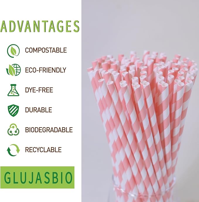 Disposable Pink Paper Straws - Image 2