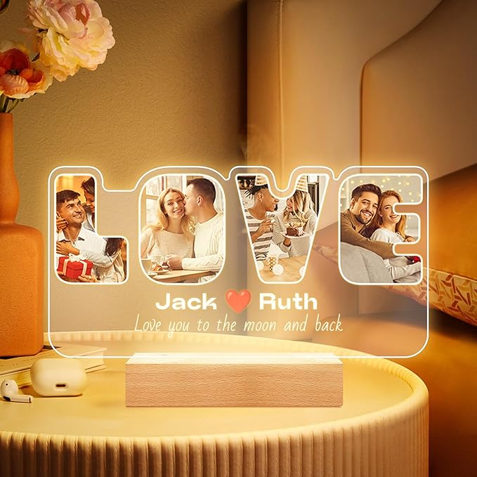 Custom Picture Frames with Photos, Personalized Photo Frame with Night Light - Image 8