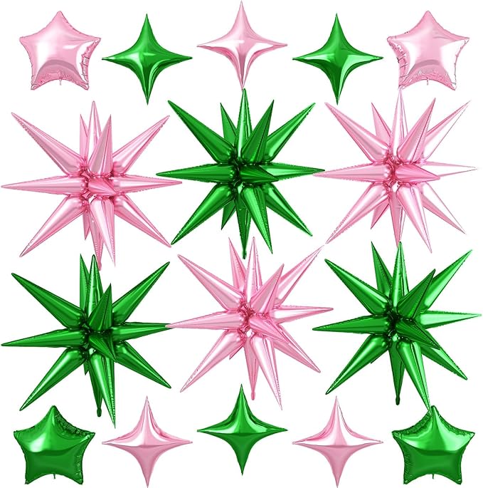 Pink Green Star Balloon by Cledeco