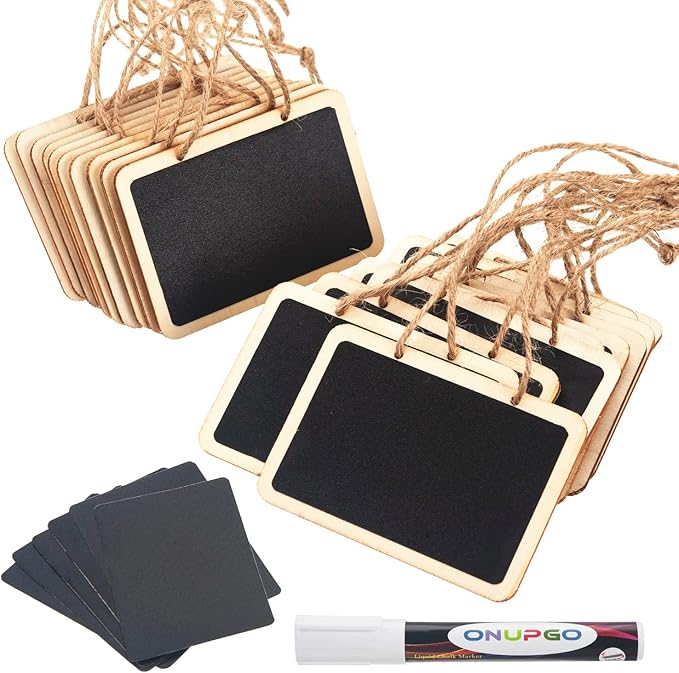ONUPGO Mini Erasable Chalkboards, 20 Pack Wooden Hanging Labels, Price & by ONUPGO